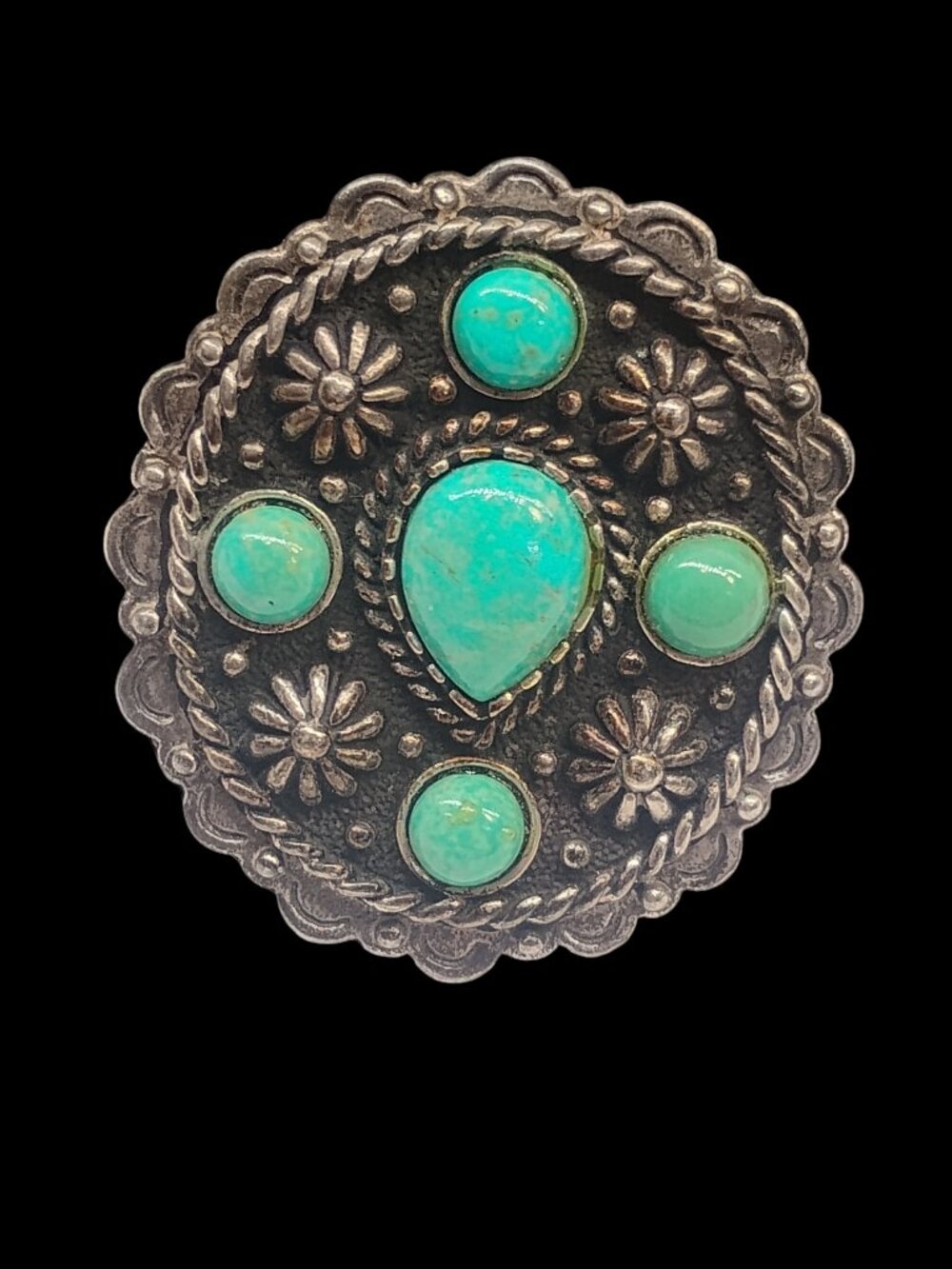 Vintage Sterling Silver Southwestern Turquoise Clip Pendant Charm Carol Felly